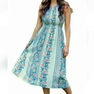 Matilda Jane Floral Gypsy BOHO Women's Midi Dress Sz Small Like New POCKETS!